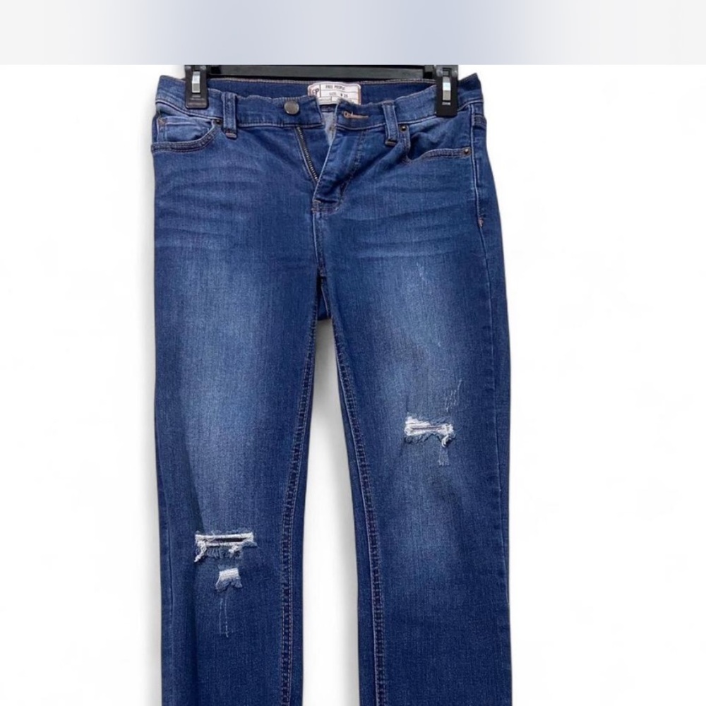 Free People Dark Blue Distressed Skinny Jeans